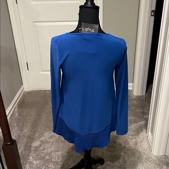 Attitudes by Renee Cobalt Blue Layered Blouse - Picture 6 of 8